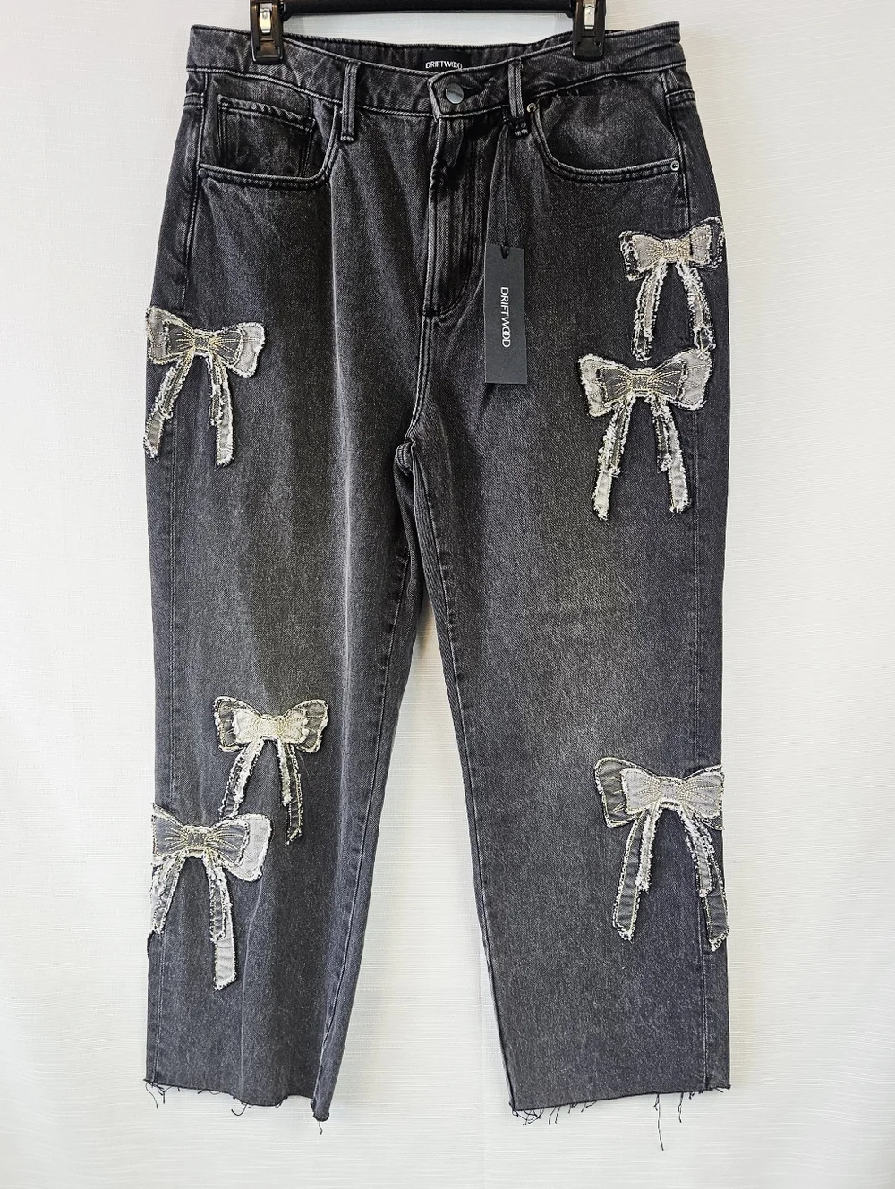 NWT Driftwood Royce Denim Patchwork Bow Straight Leg Jean - Picture 5 of 13